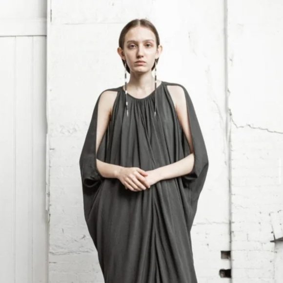 Nicholas K Dresses & Skirts - Nicholas K Ballan Maxi Dress (Olive-Black Dip Dye) Size XS Leather Trim